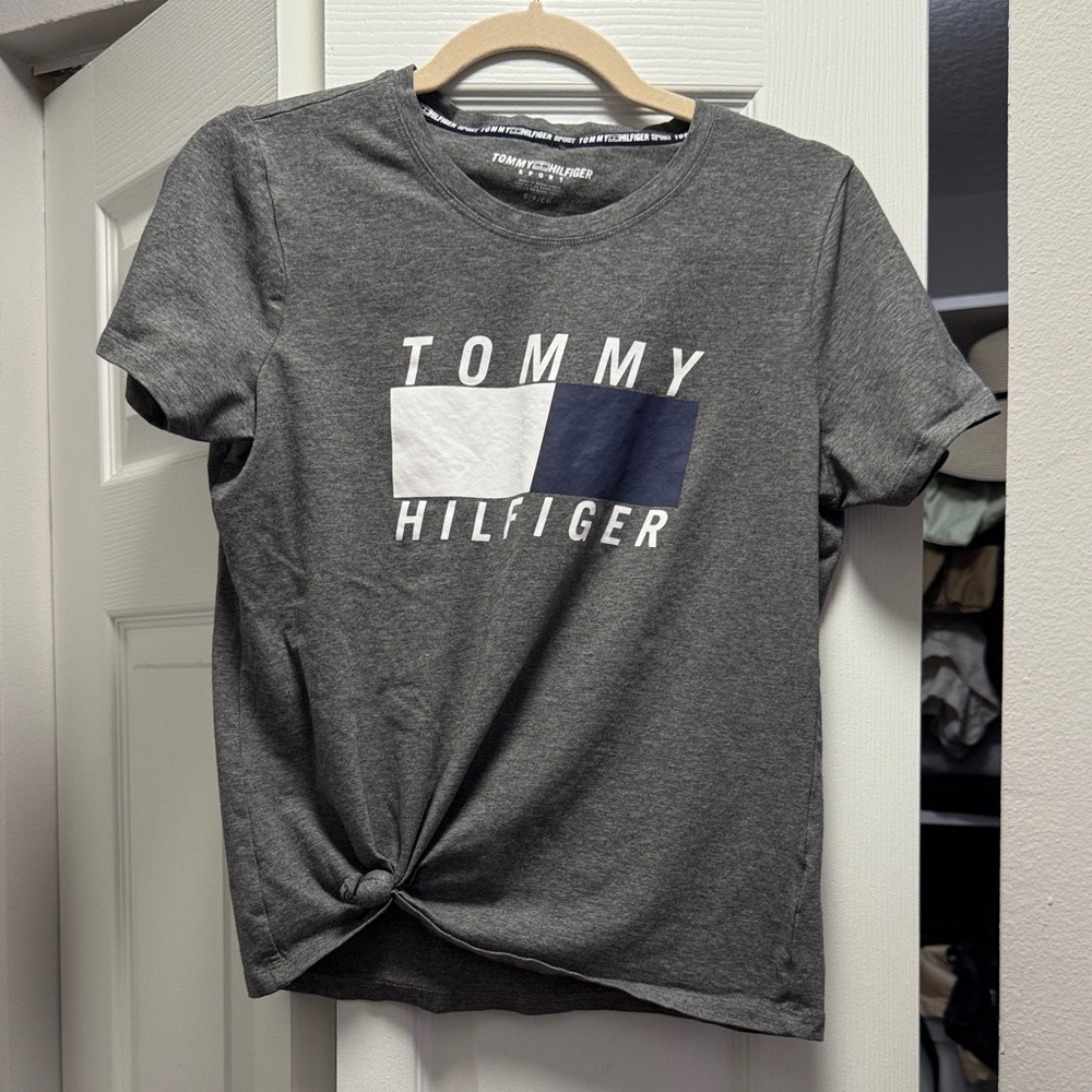 Tommy Hilfiger Charcoal Tee with Logo and Knot